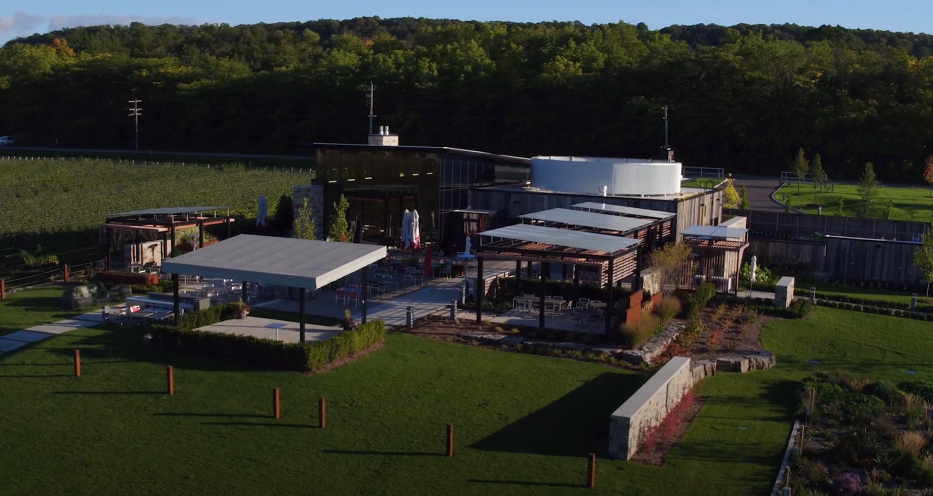 Architectural Landscape Integration Modern architectural landscape with contemporary building and integrated outdoor living spaces